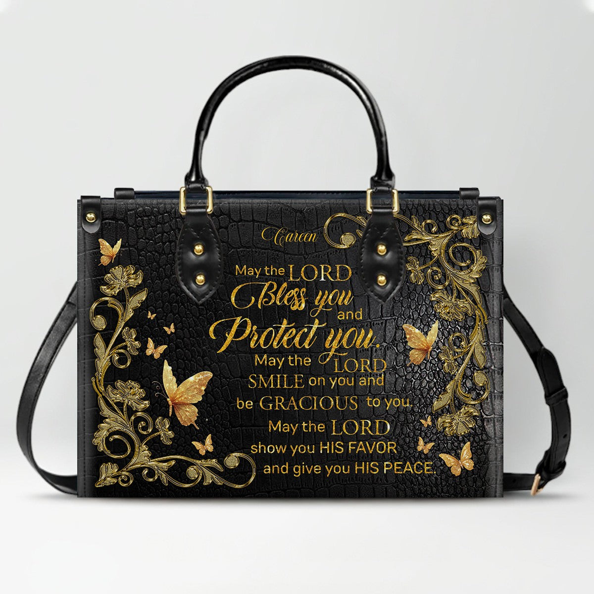 CHRISTIANARTBAG Handbags - She Who Kneels Before GOD - Custom Bible Verses Name & Color - Personalized Leather Handbag - CABLTB01120825