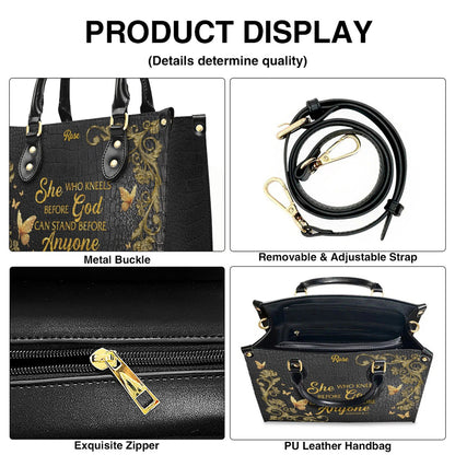 CHRISTIANARTBAG Handbags - She Who Kneels Before GOD - Custom Bible Verses Name & Color - Personalized Leather Handbag - CABLTB01120825
