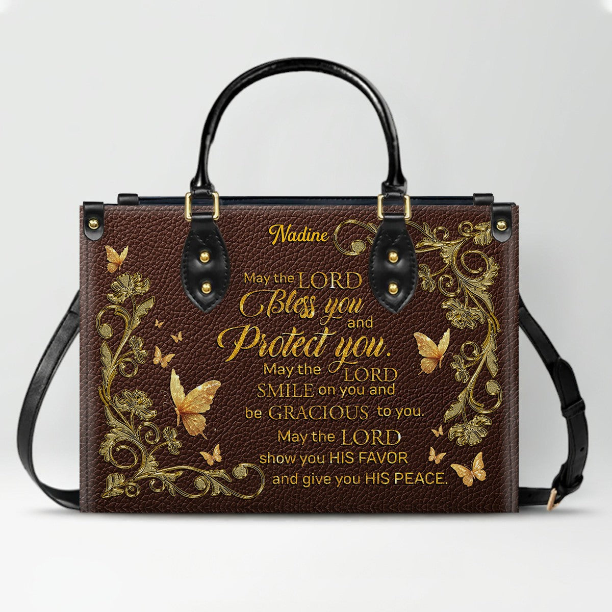 CHRISTIANARTBAG Handbags - She Who Kneels Before GOD - Custom Bible Verses Name & Color - Personalized Leather Handbag - CABLTB01120825