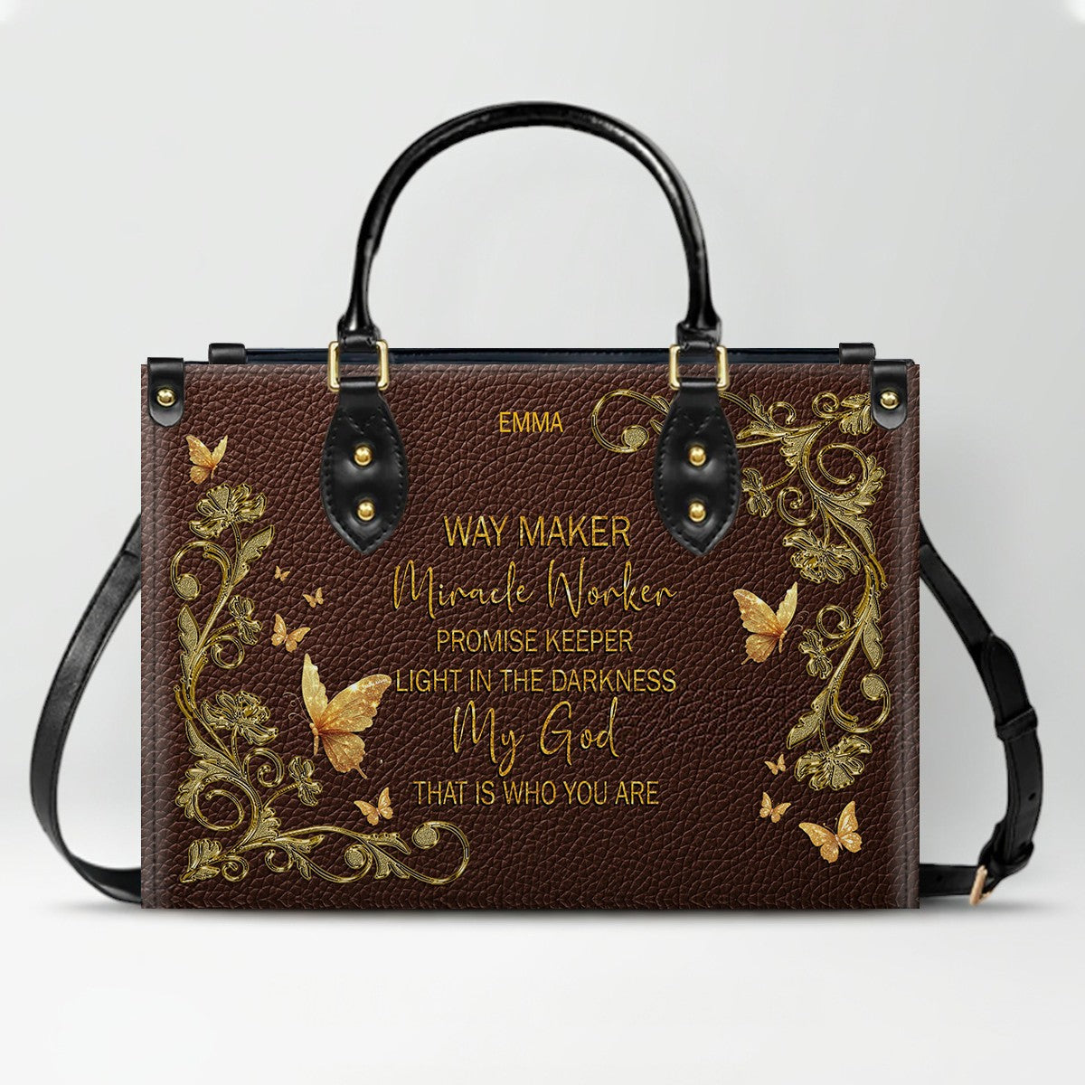 CHRISTIANARTBAG Handbags - She Who Kneels Before GOD - Custom Bible Verses Name & Color - Personalized Leather Handbag - CABLTB01120825