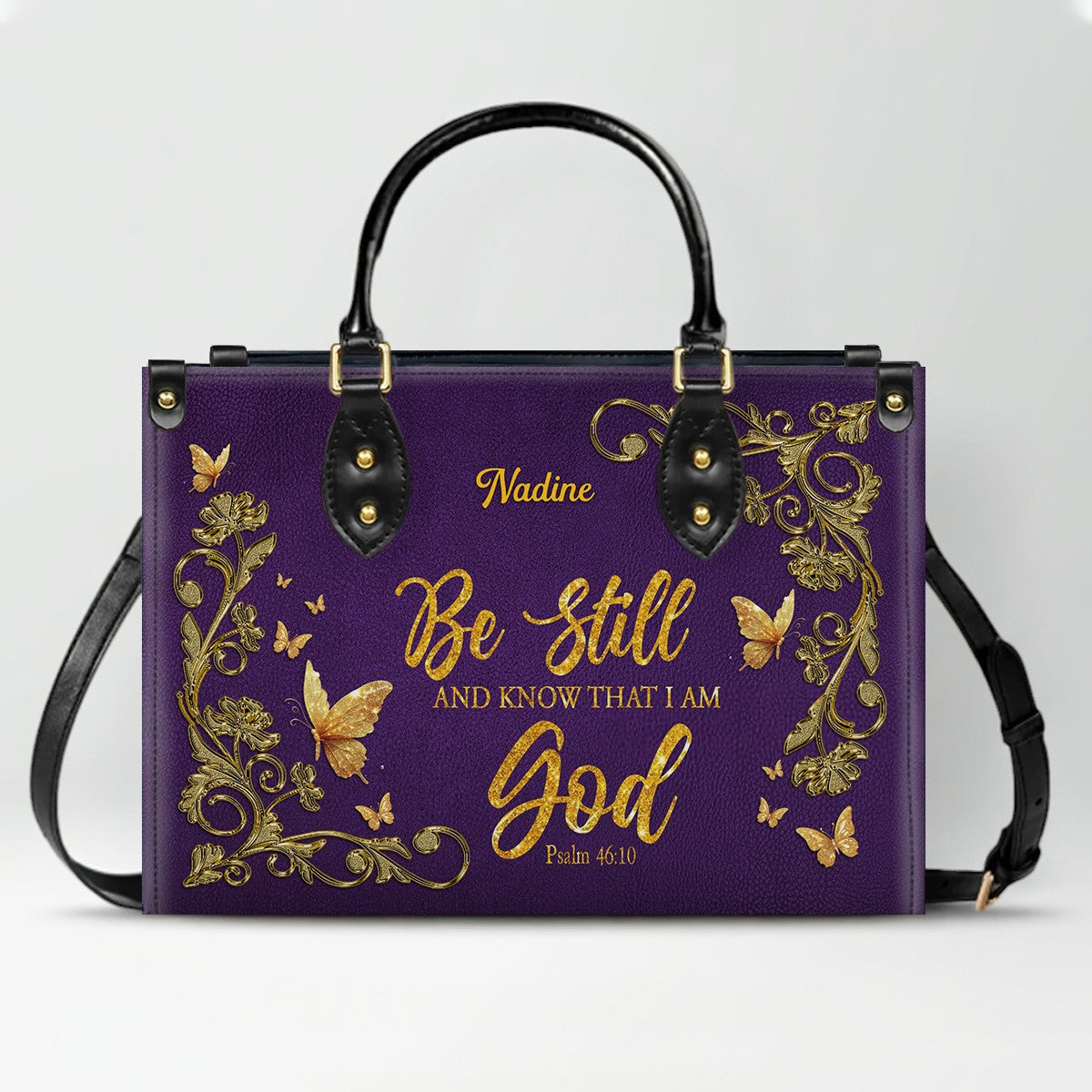 CHRISTIANARTBAG Handbags - She Who Kneels Before GOD - Custom Bible Verses Name & Color - Personalized Leather Handbag - CABLTB01120825