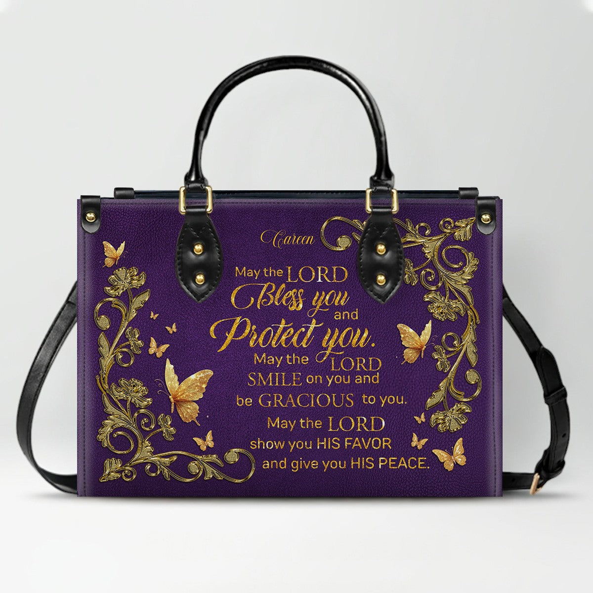 CHRISTIANARTBAG Handbags - She Who Kneels Before GOD - Custom Bible Verses Name & Color - Personalized Leather Handbag - CABLTB01120825