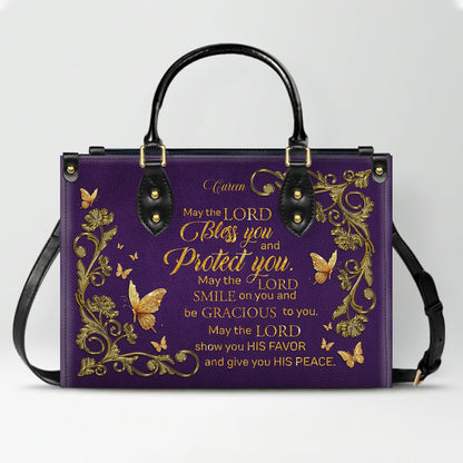 Personalized Leather Handbag with Custom Name & Bible Verse - Personalized Christian Leather Handbag & Wallet Set | CHRISTIANARTBAG™ CAB01012626
