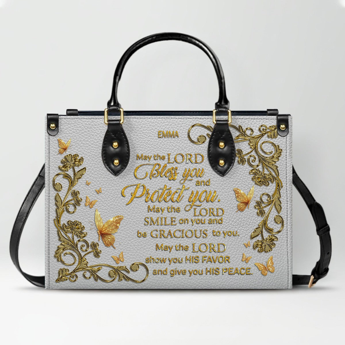 CHRISTIANARTBAG Handbags - She Who Kneels Before GOD - Custom Bible Verses Name & Color - Personalized Leather Handbag - CABLTB01120825