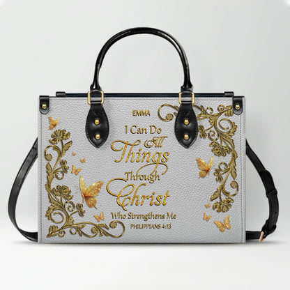 CHRISTIANARTBAG Handbags - She Who Kneels Before GOD - Custom Bible Verses Name & Color - Personalized Leather Handbag - CABLTB01120825