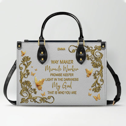CHRISTIANARTBAG Handbags - She Who Kneels Before GOD - Custom Bible Verses Name & Color - Personalized Leather Handbag - CABLTB01120825