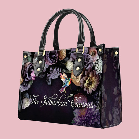 Customizable Leather Tote with Floral Design - 'Your Name' Personalized Bag by CHRISTIANARTBAG CABLTHB02150424.