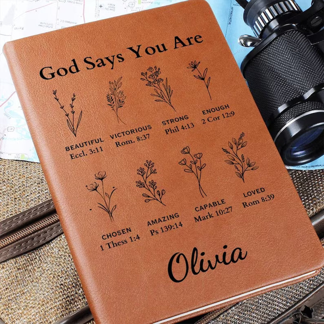 Christianartbag Leather Journal, GOD Says You Are Leather Journal, Personalized Leather Prayer Journal, Christian Journal, Christian Gifts, CABCJ01180424.