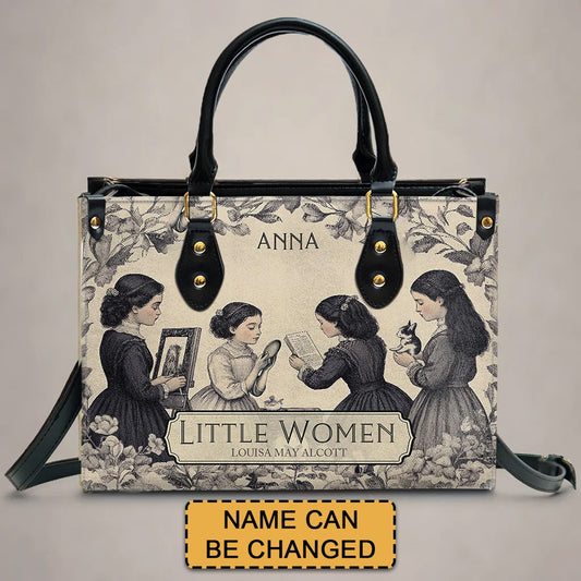 Personalized Leather Handbag – “Little Women” Book Cover Design | Custom Name | ChristianArtBag™