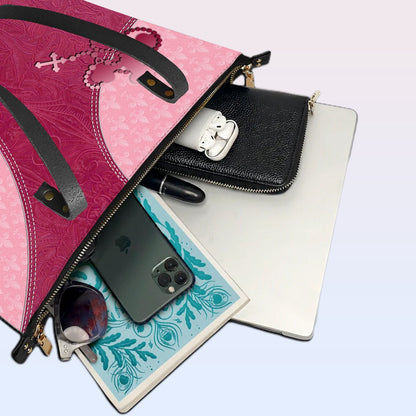 Personalized Leather Tote Bag with Personalized Name & Custom Bible Verse | CHRISTIANARTBAG Luxury Bag CAB-1121325