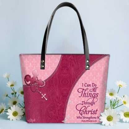 Personalized Leather Tote Bag with Personalized Name & Custom Bible Verse | CHRISTIANARTBAG Luxury Bag CAB-1121325