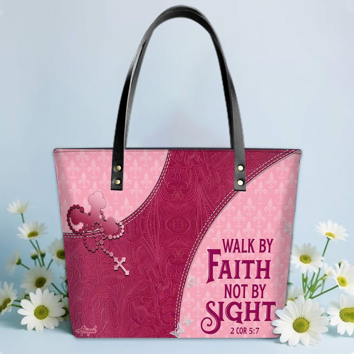 Personalized Leather Tote Bag with Personalized Name & Custom Bible Verse | CHRISTIANARTBAG Luxury Bag CAB-1121325