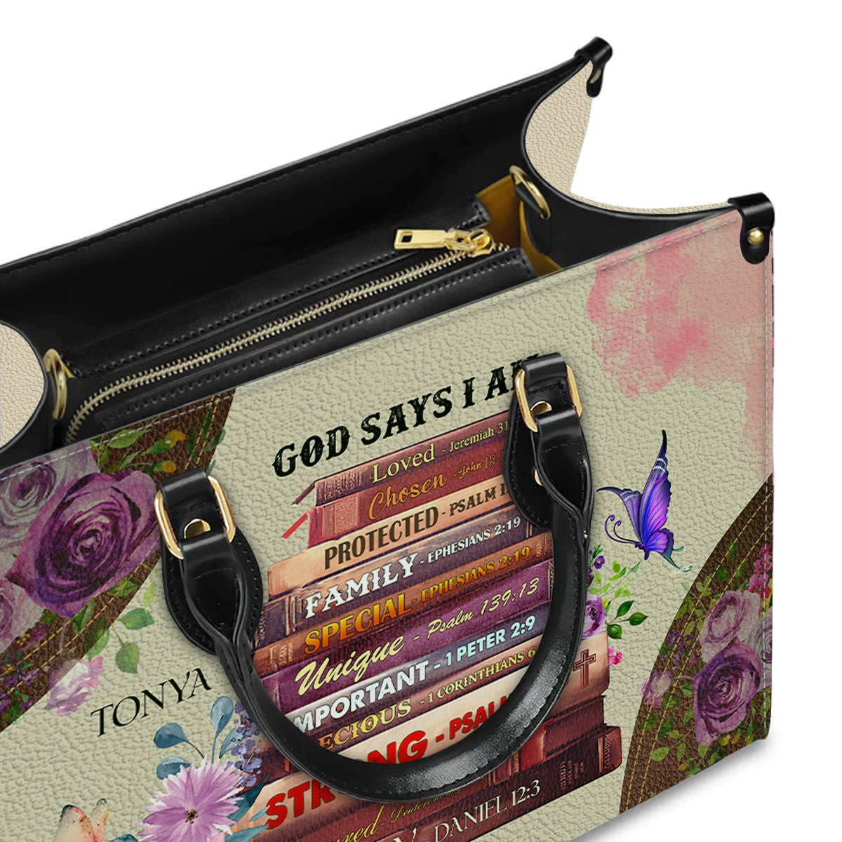 Personalized Scripture Leather Handbag by CHRISTIANARTBAG CABLTHB02080424.