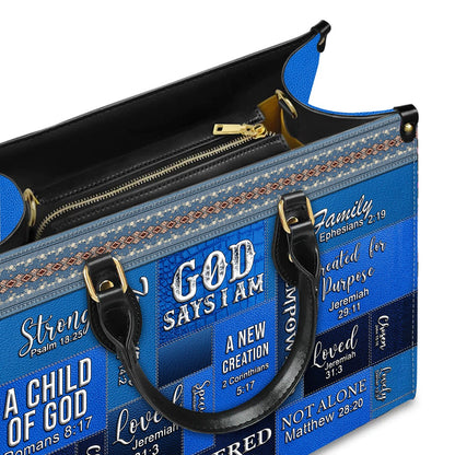 Christianartbag Handbags, God Says I Am Leather Handbag Blue, Personalized Bags, Gifts for Women, Christmas Gift, CABLTB05240923.
