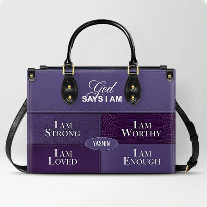 Personalized Leather Handbag, GOD Says I Am, Personalized Bags, Gifts for Women, Christmas Gift, CABLTB01111225.