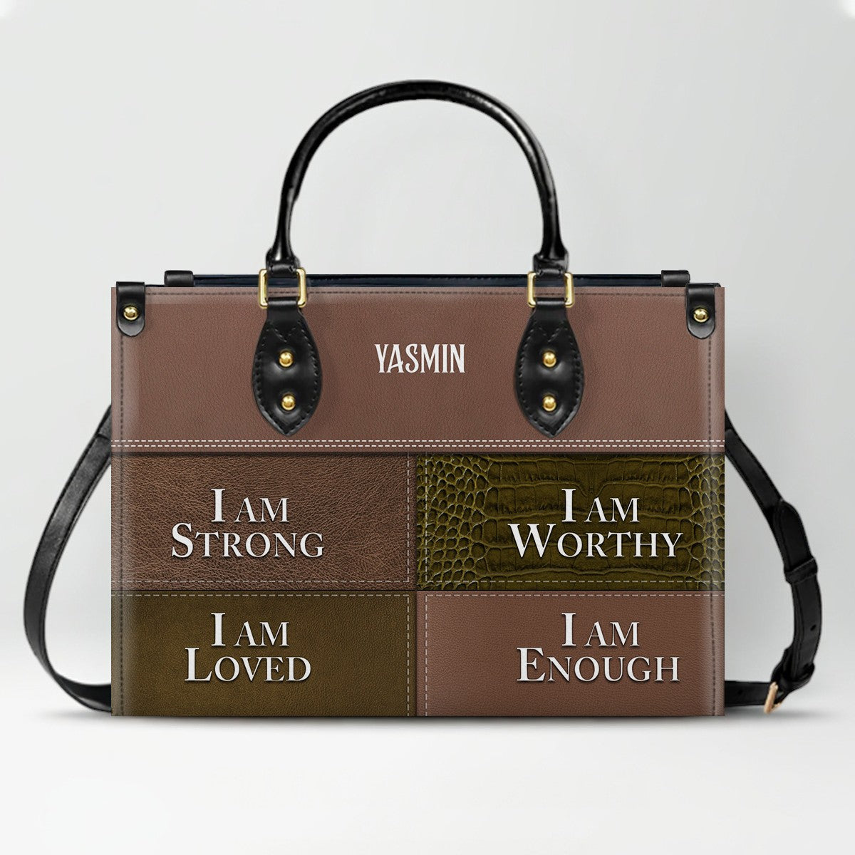 Personalized Leather Handbag, I Am Enough, I Am Loved, Personalized Bags, Gifts for Women, Christmas Gift, CABLTB01290723.