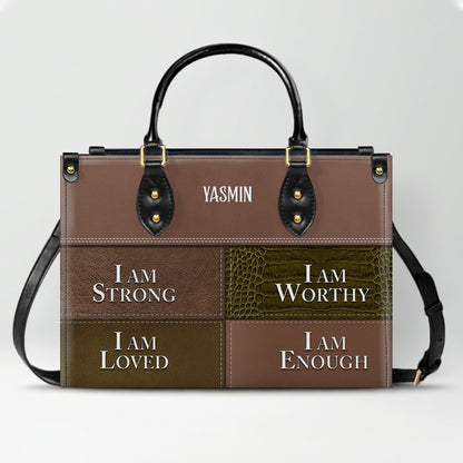 Personalized Leather Handbag, I Am Enough, I Am Loved, Personalized Bags, Gifts for Women, Christmas Gift, CABLTB01290723.
