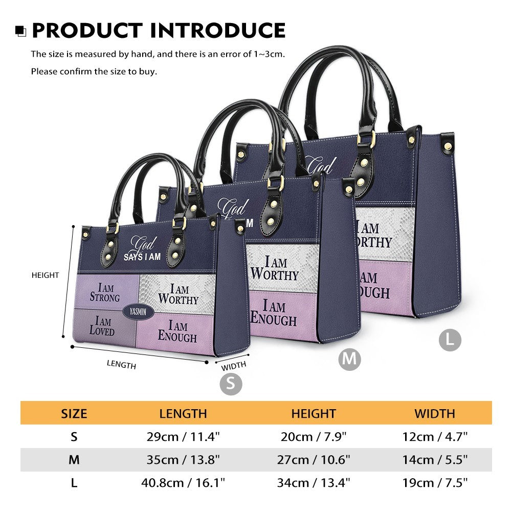 Personalized Leather Handbag, GOD Says I Am, Personalized Bags, Gifts for Women, Christmas Gift, CABLTB01111225.