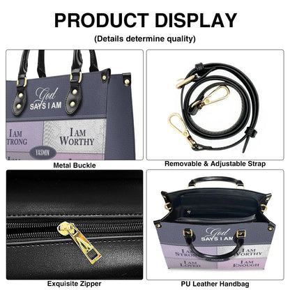 Personalized Leather Handbag, GOD Says I Am, Personalized Bags, Gifts for Women, Christmas Gift, CABLTB01111225.