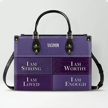 Personalized Leather Handbag, I Am Enough, I Am Loved, Personalized Bags, Gifts for Women, Christmas Gift, CABLTB01290723.