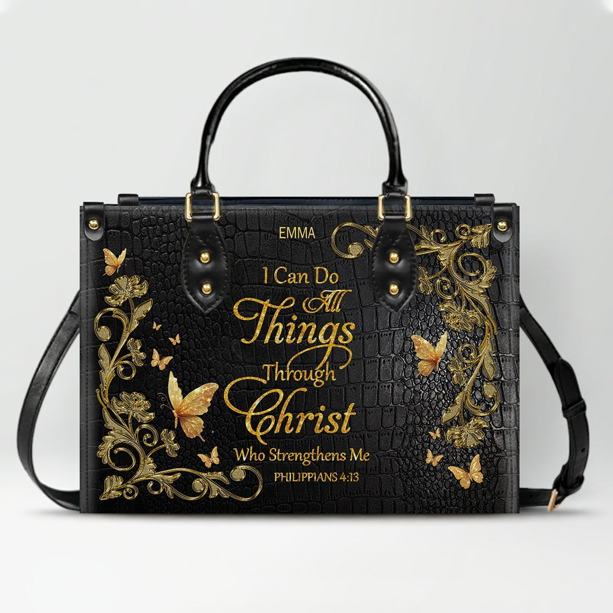 "I Can Do All Things" Inspirational Leather Bag & Wallet Set | CHRISTIANARTBAG™ CAB01042326