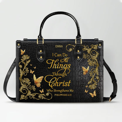 "I Can Do All Things" Inspirational Leather Bag & Wallet Set | CHRISTIANARTBAG™ CAB01042326