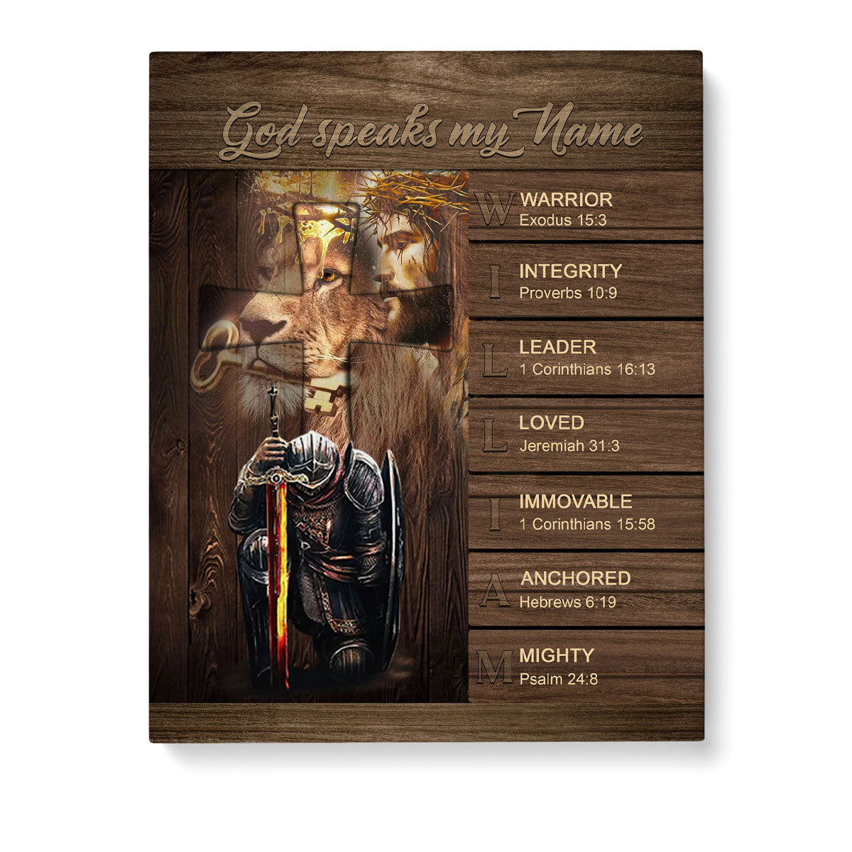 Personalized Christian Wall Art – ‘God Speaks My Name’ Poster with Bible Verses | Custom Name & Skin Tone | Each Letter Represents a Word from God