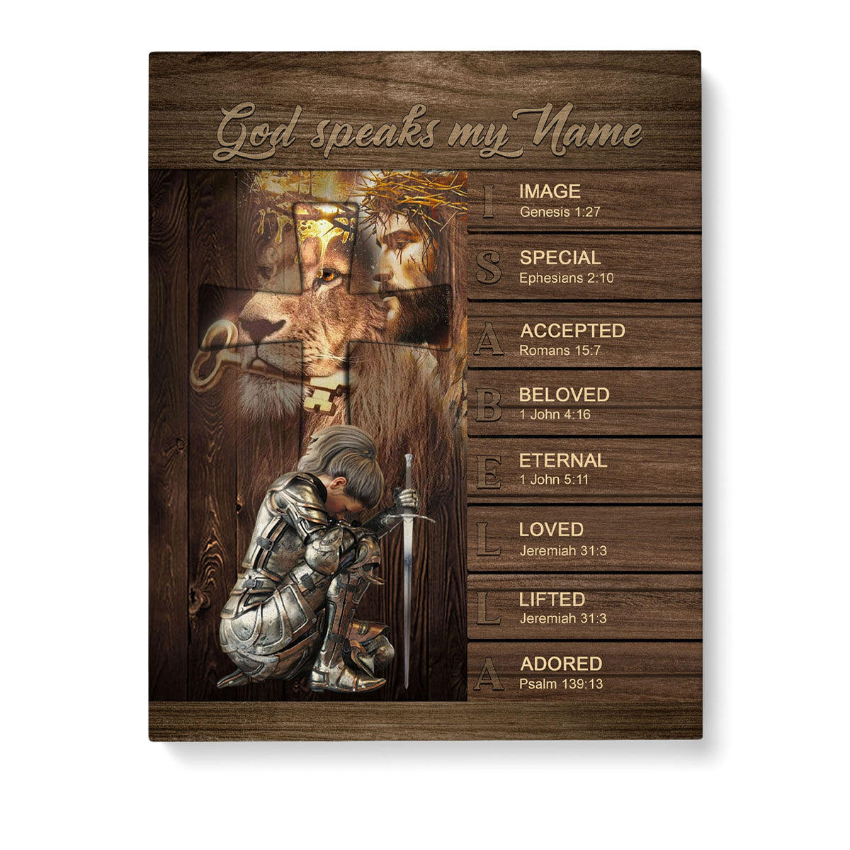 Personalized Christian Wall Art – ‘God Speaks My Name’ Poster with Bible Verses | Custom Name & Skin Tone | Each Letter Represents a Word from God