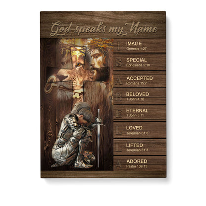 Personalized Christian Wall Art – ‘God Speaks My Name’ Poster with Bible Verses | Custom Name & Skin Tone | Each Letter Represents a Word from God