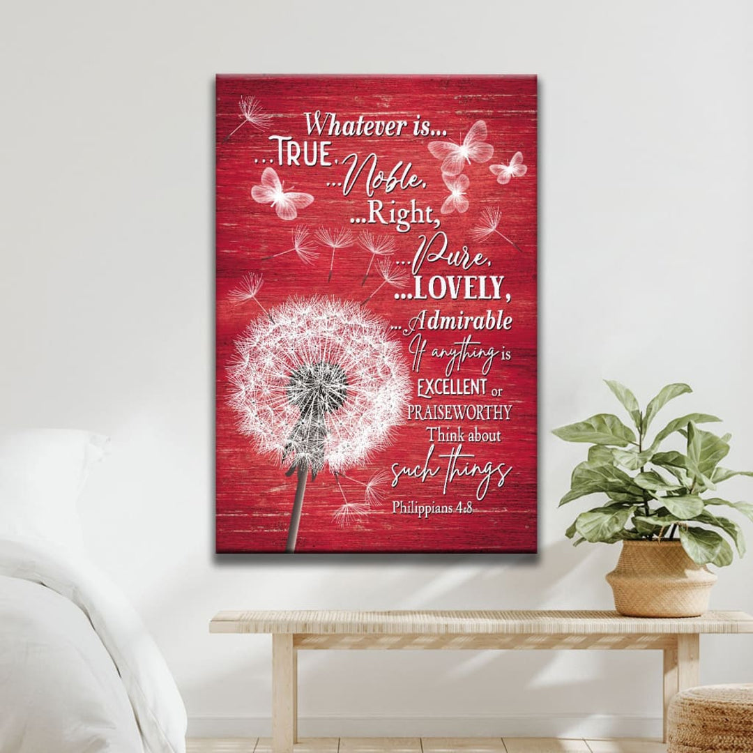 Custom Philippians 4:8 Dandelion Canvas Wall Art - Inspiring Butterfly Series Decor