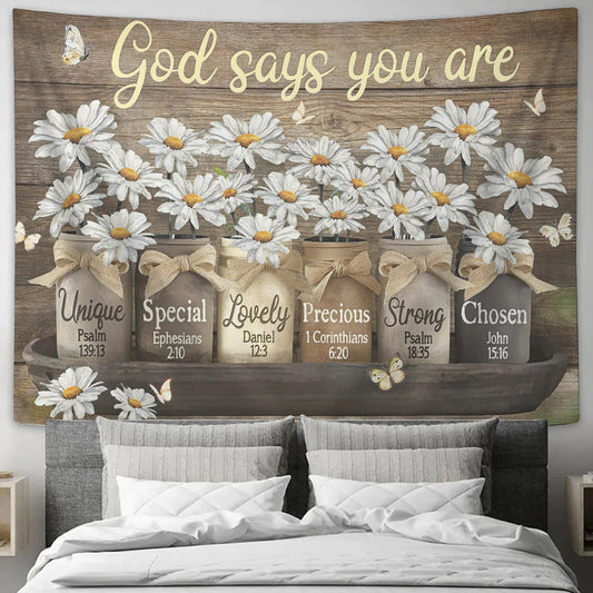 Christianartbag Tapestry, God Says You Are, Butterfly And Chrysanthemum, Tapestry Wall Hanging, Christian Wall Art, Tapestries - Christian Art Bag