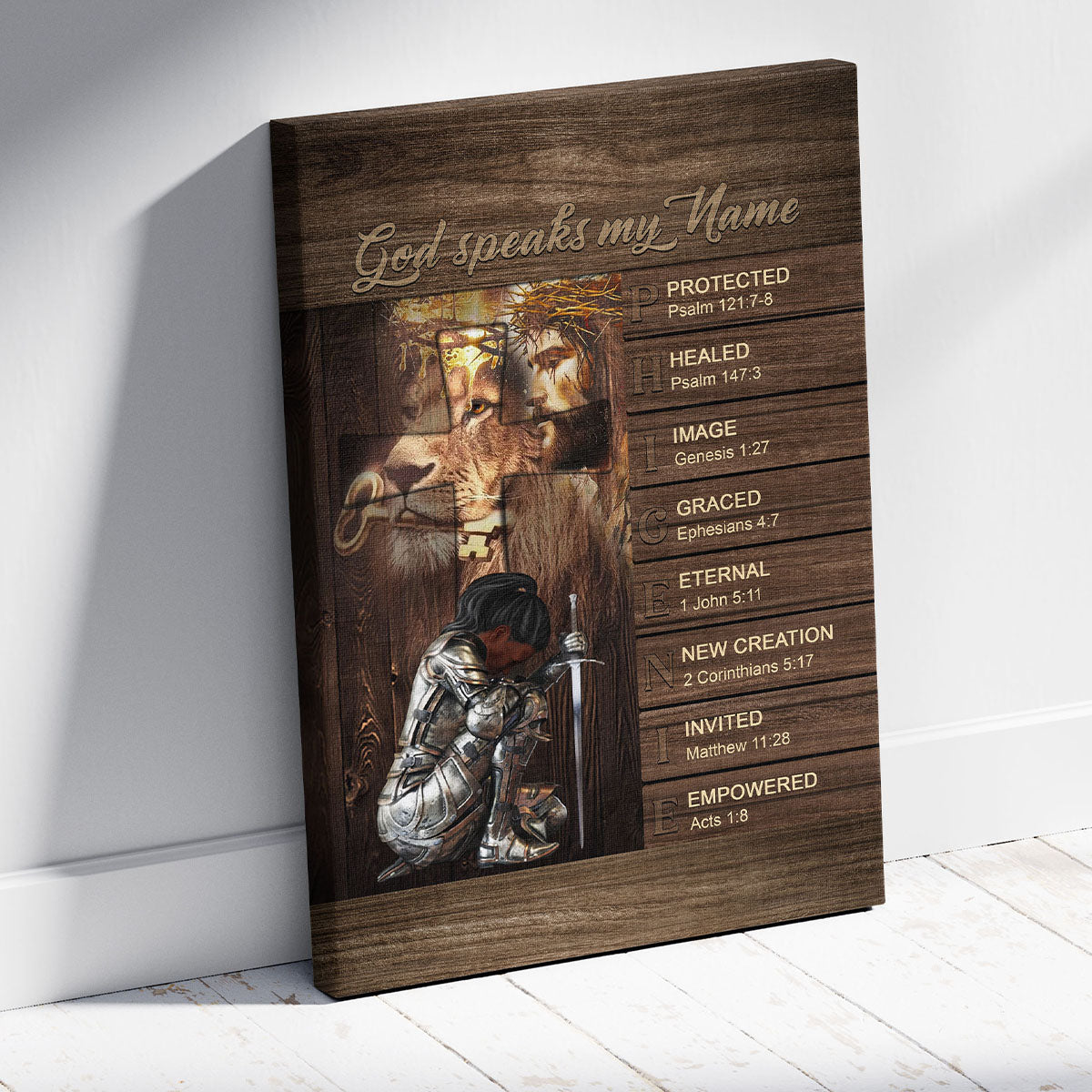 Personalized Christian Wall Art – ‘God Speaks My Name’ Poster with Bible Verses | Custom Name & Skin Tone | Each Letter Represents a Word from God