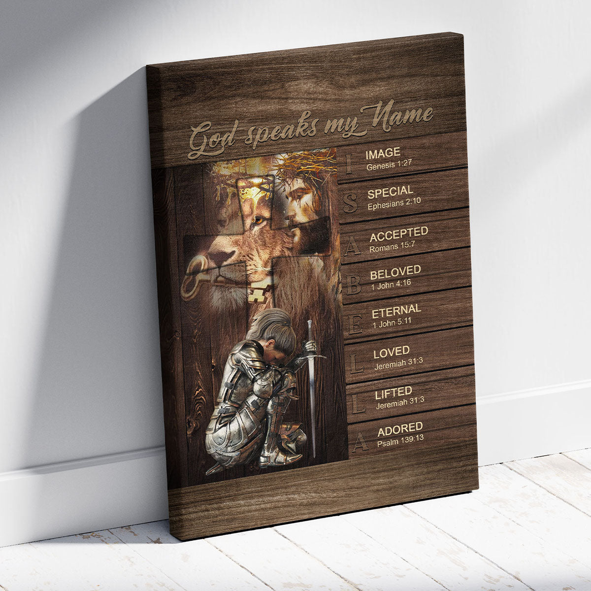 Personalized Christian Wall Art – ‘God Speaks My Name’ Poster with Bible Verses | Custom Name & Skin Tone | Each Letter Represents a Word from God