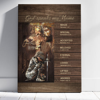Personalized Christian Wall Art – ‘God Speaks My Name’ Poster with Bible Verses | Custom Name & Skin Tone | Each Letter Represents a Word from God
