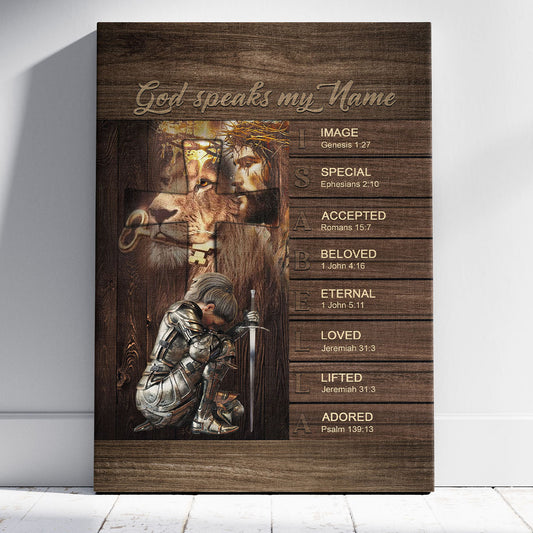 Personalized Christian Wall Art – ‘God Speaks My Name’ Poster with Bible Verses | Custom Name & Skin Tone | Each Letter Represents a Word from God