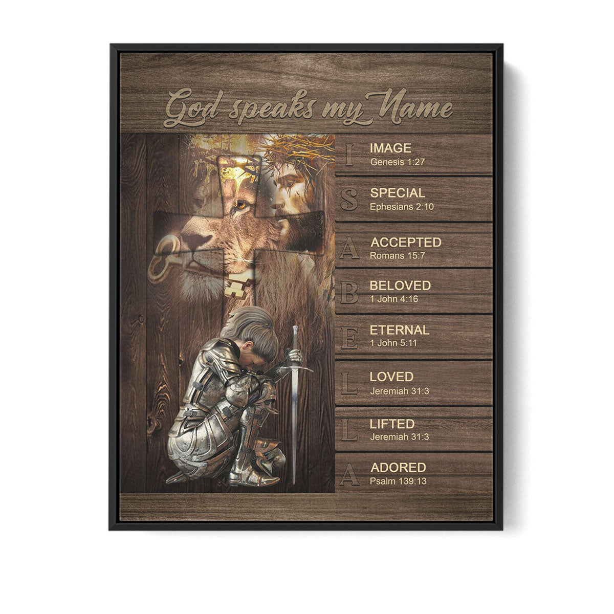 Personalized Christian Wall Art – ‘God Speaks My Name’ Poster with Bible Verses | Custom Name & Skin Tone | Each Letter Represents a Word from God