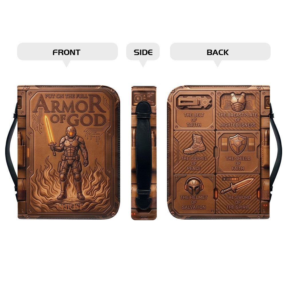 Personalized Bible Cover Armor of God | Custom Name Leather Bible Case with Handle | Christian Gift for Men Women | CHRISTIANARTBAG CAB01060926
