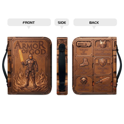 Personalized Bible Cover Armor of God | Custom Name Leather Bible Case with Handle | Christian Gift for Men Women | CHRISTIANARTBAG CAB01060926