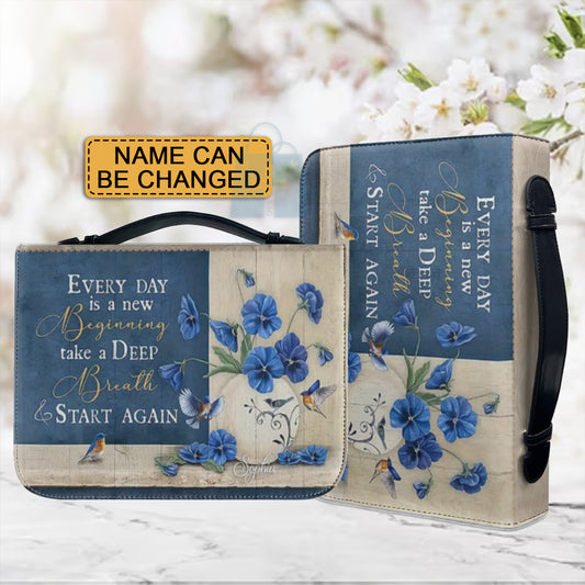 Christianartbag Bible Cover, Every Day Is A New Beginning Bible Cover, Personalized Bible Cover, Flower Bible Cover, Christian Gifts, CAB03250124.