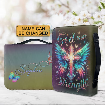 Christianartbag Bible Cover, God Is My Strength Bible Cover, Personalized Bible Cover, Cross Wing Bible Cover, Christian Gifts, CAB04090124. - Christian Art Bag