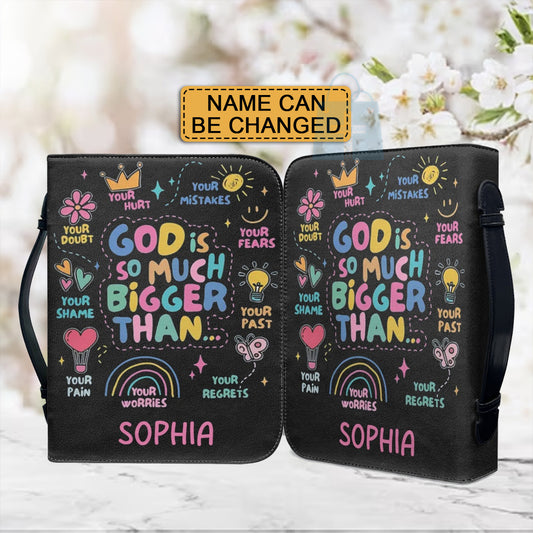 Christianartbag Bible Cover, GOD Is So Much Bigger Than Bible Cover, Personalized Bible Cover, Bible Cover For Children, Christian Gifts, CAB01060124. - Christian Art Bag
