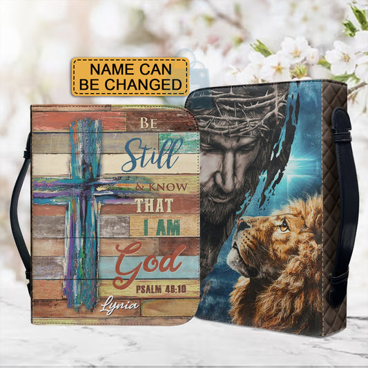 Christianartbag Bible Cover, Be Still and Know That I Am GOD Bible Cover, Personalized Bible Cover, Lion Bible Cover, Christian Gifts, CAB03210224.