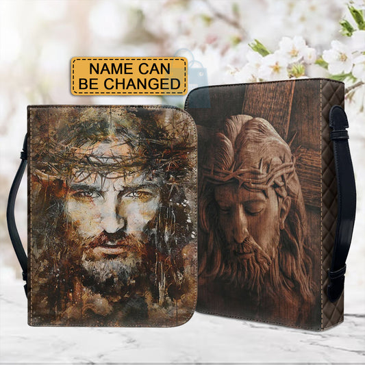 Christianartbag Bible Cover, Redeemer's Sacrifice Bible Cover with Personalized Name Option - Crown of Thorns Design, CAB01250224.
