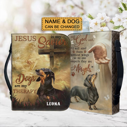 Customizable Dachshund-Themed Bible Cover - Faith & Furry Companions - CHRISTIANARTBAG CABBCV01030224.