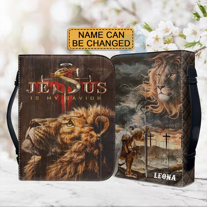 Personalized Bible Cover with Majestic Lion - CHRISTIANARTBAG Faith-Inspired Accessory