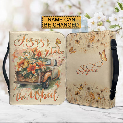 Christianartbag Bible Cover, jesus Take The Wheel Bible Cover, Personalized Bible Cover, Car Flower Bible Cover, Christian Gifts, CAB07090124. - Christian Art Bag