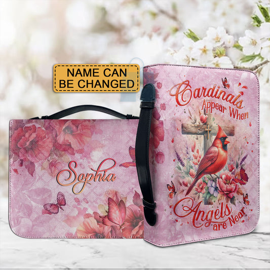 Christianartbag Bible Cover, Cardinals Appear When Angels Are Near Bible Cover, Personalized Bible Cover, Hummingbird Purple Bible Cover, Christian Gifts, CAB02080124. - Christian Art Bag
