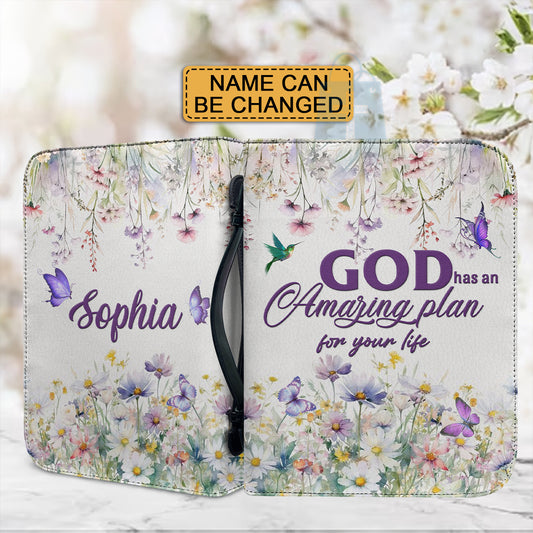 Christianartbag Bible Cover, GOD Has An Amazing Plan For Your Life Bible Cover, Personalized Bible Cover, Flower Bible Cover, Christian Gifts, CAB02271223. - Christian Art Bag