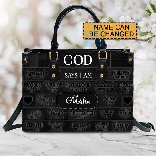 CHRISTIANARTBAG Personalized Faith Leather Tote - Custom Name Religious Leather Handbag - Christian Handbag.