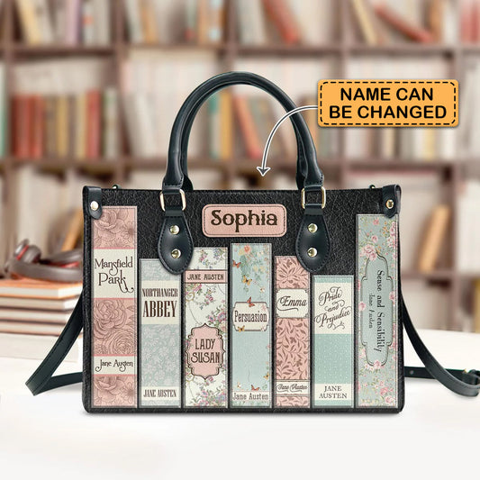 Christianartbag Novel Bags, Personalized Leather Handbags for Literary Enthusiasts, Jane Austen Books Leather Handbag, CABHN03281223. - Christian Art Bag